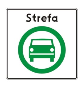 Znak D-54 - Strefa czystego transportu - I Generacja 900x900mm- (D) Duży