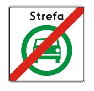 Znak D-55 - Koniec strefy czystego transportu - II Generacja 900x900mm- (D) Duży 