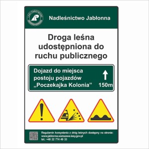 Tablica TL-2 - Droga leśna udostępniona do ruchu publicznego - 900x1300 mm II Generacja 
