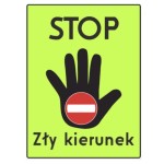Tablica ostrzegawcza STOP – Zły kierunek FLUO 1450x1950mm