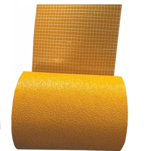 Taśma drogowa najezdniowa odblaskowa do oznakowania poziomego tymczasowego dróg, szer. 120 mm x 40 mb; żółta (siatka z warstwą klejącą)