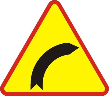 Znak A-1 - Niebezpieczny zakręt w prawo - II generacja, 750mm (M) Mały