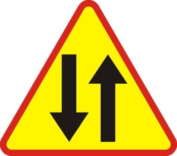 Znak A-20 -Odcinek jezdni o ruchu dwukierunkowym - I generacja, 900mm (S) Średni