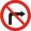 Znak B-22 - Zakaz skręcania w prawo - I Generacja 600mm- (M) Mały