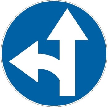 Znak C-7 - Nakaz jazdy prosto lub w lewo - I Generacja 900mm- (D) Duży