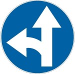 Znak C-7 - Nakaz jazdy prosto lub w lewo - II Generacja 900mm- (D) Duży