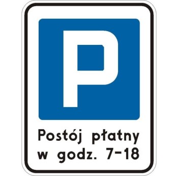 Znak D-44 - Strefa płatnego parkowania - I Generacja 900x1125mm- (D) Duży