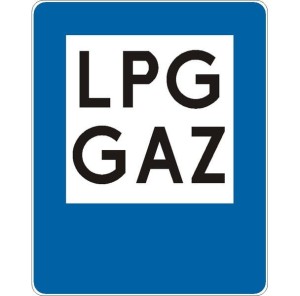 Znak D-23A - Stacja paliwowa z gazem do napędu pojazdów - I Generacja 600x750mm- (S / M) Średni / Mały