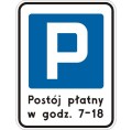 Znak D-44 - Strefa płatnego parkowania - II Generacja 900x1125mm- (D) Duży