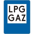 Znak D-23A - Stacja paliwowa z gazem do napędu pojazdów - II Generacja 600x750mm- (S / M) Średni / Mały