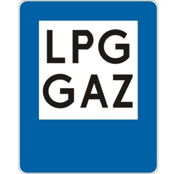 Znak D-23A - Stacja paliwowa z gazem do napędu pojazdów - II Generacja 600x750mm- (S / M) Średni / Mały