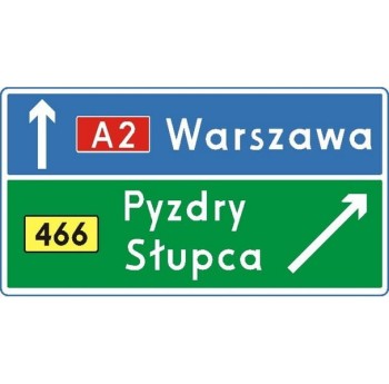Znak E-2C - Drogowskaz tablicowy umieszczany obok jezdni na autostradzie - Generacja I