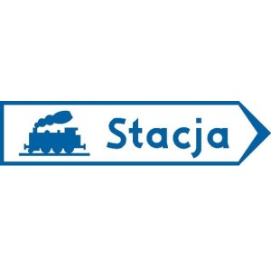 Znak E-6A - Drogowskaz do dworca lub stacji kolejowej - Generacja I