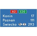 Znak E-14A - Tablica szlaku drogowego na autostradzie - Generacja I