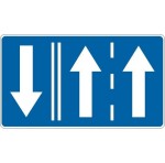 Znak F-15 - Niesymetryczny podział jezdni dla przeciwnych kierunków ruchu - Generacja I