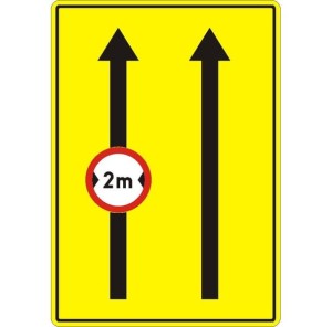 Znak F-22 - Ograniczenia na pasie ruchu - Generacja I