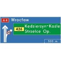 Znak E-1A - Tablica przeddrogowskazowa na autostradzie - Generacja II