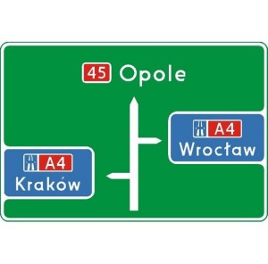 Znak E-1B - Tablica przeddrogowskazowa przed wjazdem na autostradę - Generacja II