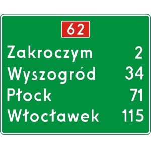 Znak E-14 - Tablica szlaku drogowego - Generacja II