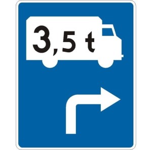 Znak F-12  - Znak wskazujący przejazd tranzytowy umieszczany przed skrzyżowaniem - Generacja II