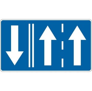 Znak F-15 - Niesymetryczny podział jezdni dla przeciwnych kierunków ruchu - Generacja II