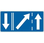 Znak F-16 -  Koniec pasa ruchu na jezdni dwukierunkowej - Generacja II