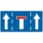 Znak F-17 - Koniec pasa ruchu na jezdni jednokierunkowej - Generacja II