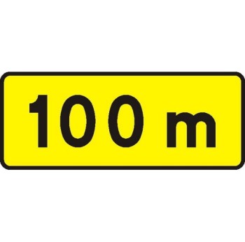 Znak T-1 - Odległość znaku ostrzegawczego od miejsca niebezpiecznego - I Generacja 600x250mm- (M) Mały/(S) Średni