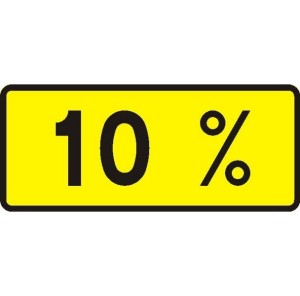 Znak T-9 - Tabliczka wskazująca rzeczywistą wielkość spadku lub wzniesienia drogi - I Generacja 600x350mm- (D) Duży/(W) Wielki