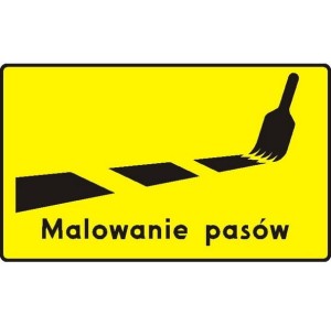 Znak T-19 - Tabliczka wskazująca na malowanie znaków poziomych - drogowy - I Generacja 1600x900mm