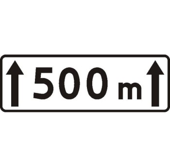 Znak T-20 - Tabliczka wskazująca długość odcinka jezdni, na którym zakaz obowiązuje - I Generacja 850x350 mm- (D) Duży/(W) Wielki