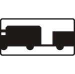 Znak T-23D - Tabliczka wskazująca pojazdy silnikowe z przyczepą, z wyjątkiem pojazdów z przyczepą jednoosiową lub naczepą - drogowy - I Generacja 640x340mm- (S) Średni