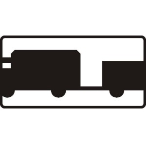 Znak T-23D - Tabliczka wskazująca pojazdy silnikowe z przyczepą, z wyjątkiem pojazdów z przyczepą jednoosiową lub naczepą - I Generacja 720x380mm- (D) Duży