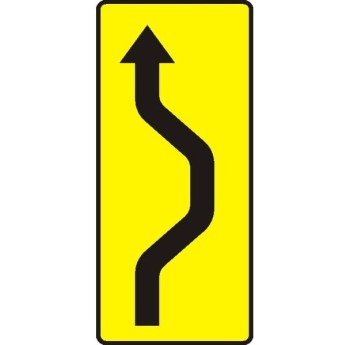 Znak T-18A - Tabliczka wskazująca nieoczekiwaną zmianę kierunku ruchu o przebiegu najpierw w prawo, a potem w lewo - II Generacja 400x870mm