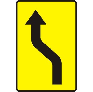 Znak T-18B - Tabliczka wskazująca nieoczekiwaną zmianę kierunku ruchu o przebiegu w lewo - drogowy - II Generacja 400x600mm