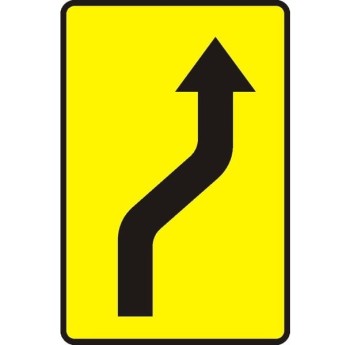 Znak T-18C - Tabliczka wskazująca nieoczekiwaną zmianę kierunku ruchu o przebiegu w prawo - drogowyTabliczka wskazująca nieoczekiwaną zmianę kierunku ruchu o przebiegu w prawo - drogowy - II Generacja 400x600mm