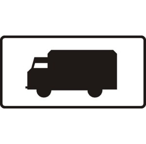 Znak T-23B - Tabliczka wskazująca, że znak dotyczy samochodów ciężarowych, pojazdów specjalnych, pojazdów używanych do celów specjalnych, o dopuszczalnej masie całkowitej przekraczającej 3,5 t - II Generacja 720x380mm- (D) Duży