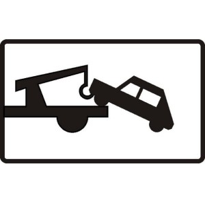 Znak T-24 - Tabliczka wskazująca, że pozostawiony pojazd zostanie usunięty na koszt właściciela - II Generacja 480x290mm- (M) Mały