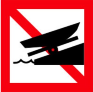 Znak Żeglugowy A. 19 - Zakaz wodowania i wciągania statków na brzeg - 900x900 mm, I Generacja