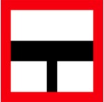 Znak Żeglugowy B. 9a - Nakaz zachowania szczególnej ostrożności. Wyjście na główną drogę dozwolone, gdy nie zmusi to statków na tej drodze do zmiany kursu lub prędkości - 900x900 mm, II Generacja