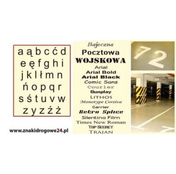 Szablon najezdniowy z folii Komplet liter małych a-ż wys. 15cm