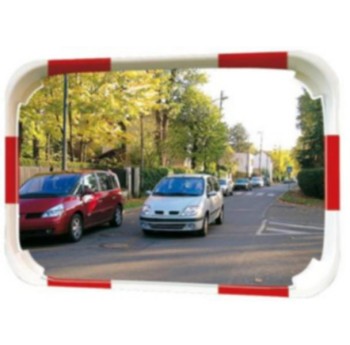 Lustro POLYMIR U-18b wymiary 800x600mm z cienką biało-czerwoną ramą