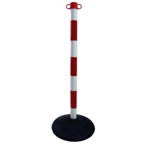 Słupek do łańcucha biało-czerwony z podstawą recyklingową 3kg
