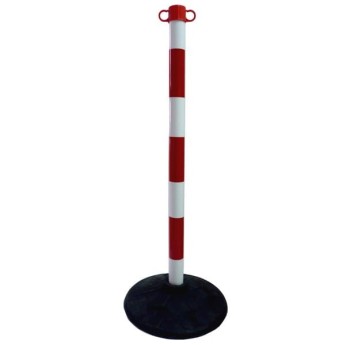 Słupek do łańcucha biało-czerwony z podstawą recyklingową 3kg