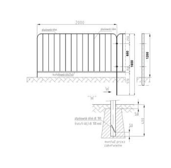 Balustrada U-11a (lekka) 2000x1200 mm