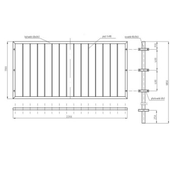 Bariera U-12a (ZDM) Rama 2200x1100 mm przykręcana