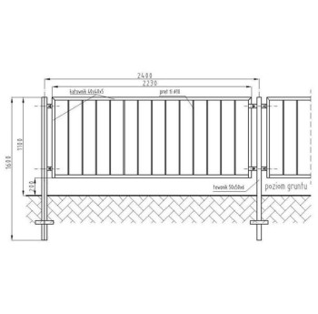 Bariera U-12a (tramwajowa) Rama 2230x1100 mm przykręcana