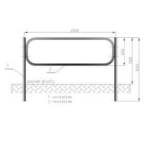 Bariera U-12a typ O (olsztyńska-ciężka) słupek + przęsło 2000x1100 mm P