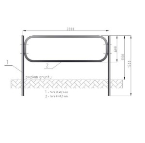 Bariera U-12a typ O (olsztyńska-lekka) słupek+przęsło 2000/1100/48,3 mm P