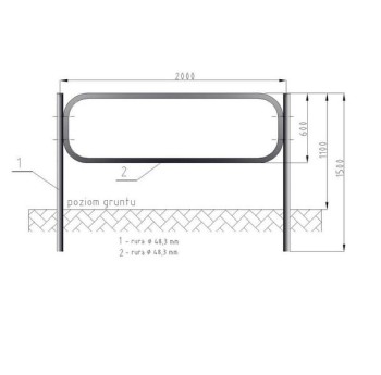 Bariera U-12a typ O (olsztyńska-lekka) słupek+przęsło 2000/1100/48,3 mm P
